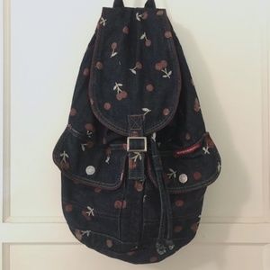 Hysteric Glamour Blue Denim Backpack with Allover Cherry Print